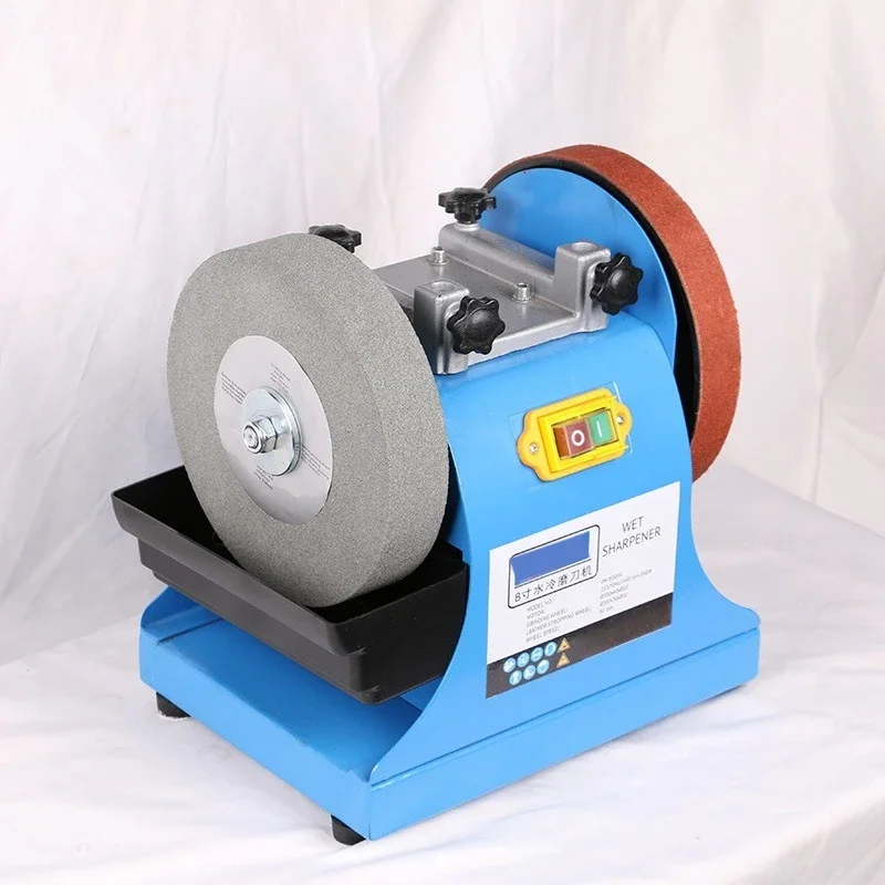 

Leather wheel knife sharpener, small water-cooled knife sharpener, 8-inch dual-wheel benchtop knife sharpener.
