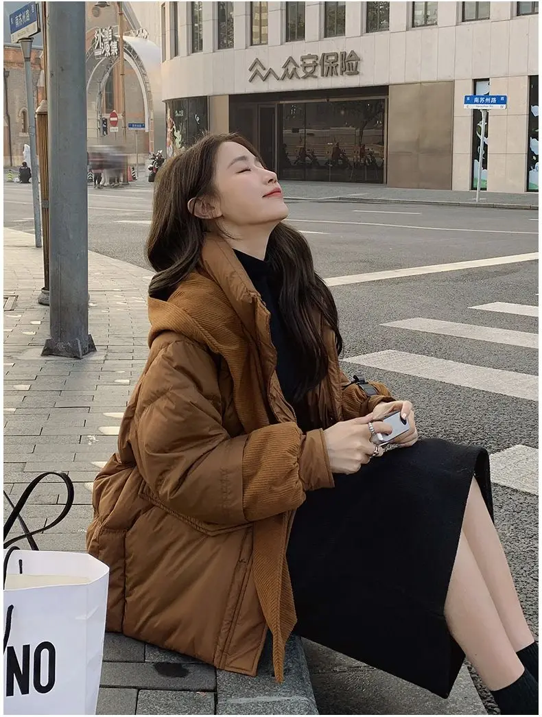 

Женская зимняя утепленная парка в стиле Harajuku, приталенная, с вышивкой, в клетку, с карманами, серая, с косой шнуровкой на талии