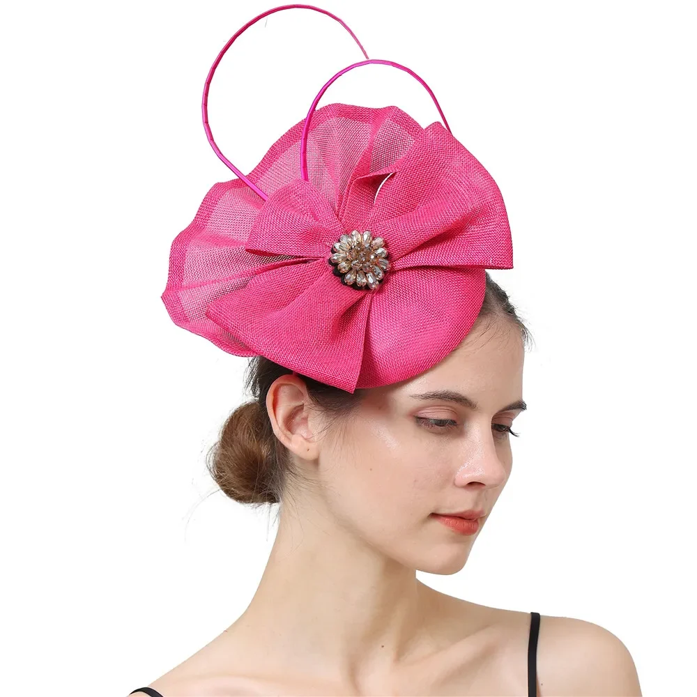 Church Party Bow Fascinators Hats Women Elegant Ladies Headwear Hairpin Fedora Caps Feather Hair Accessories SYF480