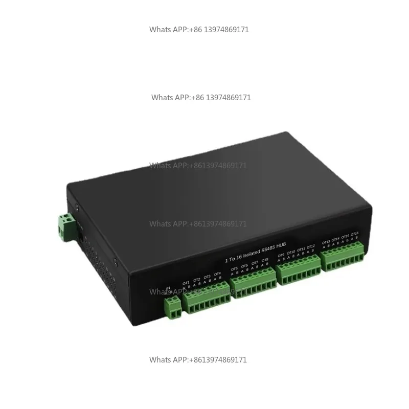 RS485 Hub 8/16-Channel RS485 Splitter 16Port 485 Sharer Splitter 1 In 16 Out Industrial-Grade Isolated Support 152.2Kbps 3XUE