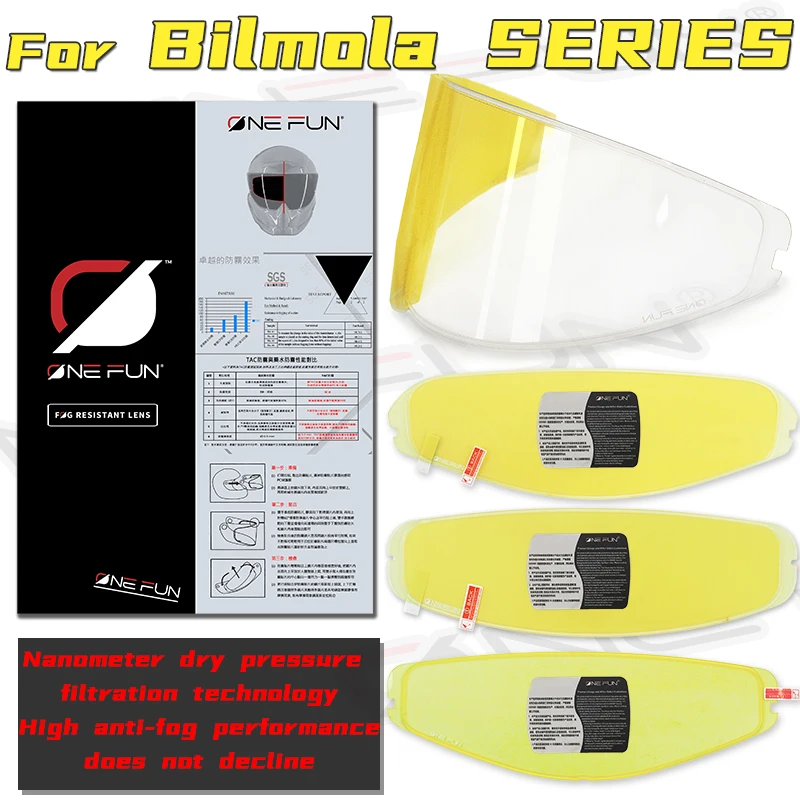 Película Antiembaçante para Capacete de Motocicleta BILMOLA NEX R LB-ER34, Adesivo Transparente para Capacete de Motocicleta