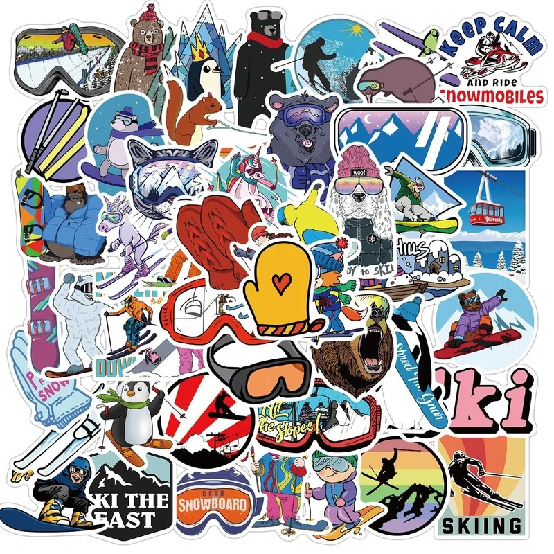 10/50/100pcs Skiing Surfing Outdoor Sports Graffiti Stickers Cartoon Laptop Pad Phone Travel Luggage Skateboard Snowboard