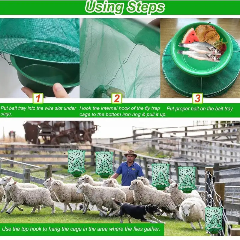 

Fly Catcher Outdoor 6X Reusable Fly Trap Bag Catcher Folding Hangable Outdoor Flying Animal Control For Barn Garden Patio