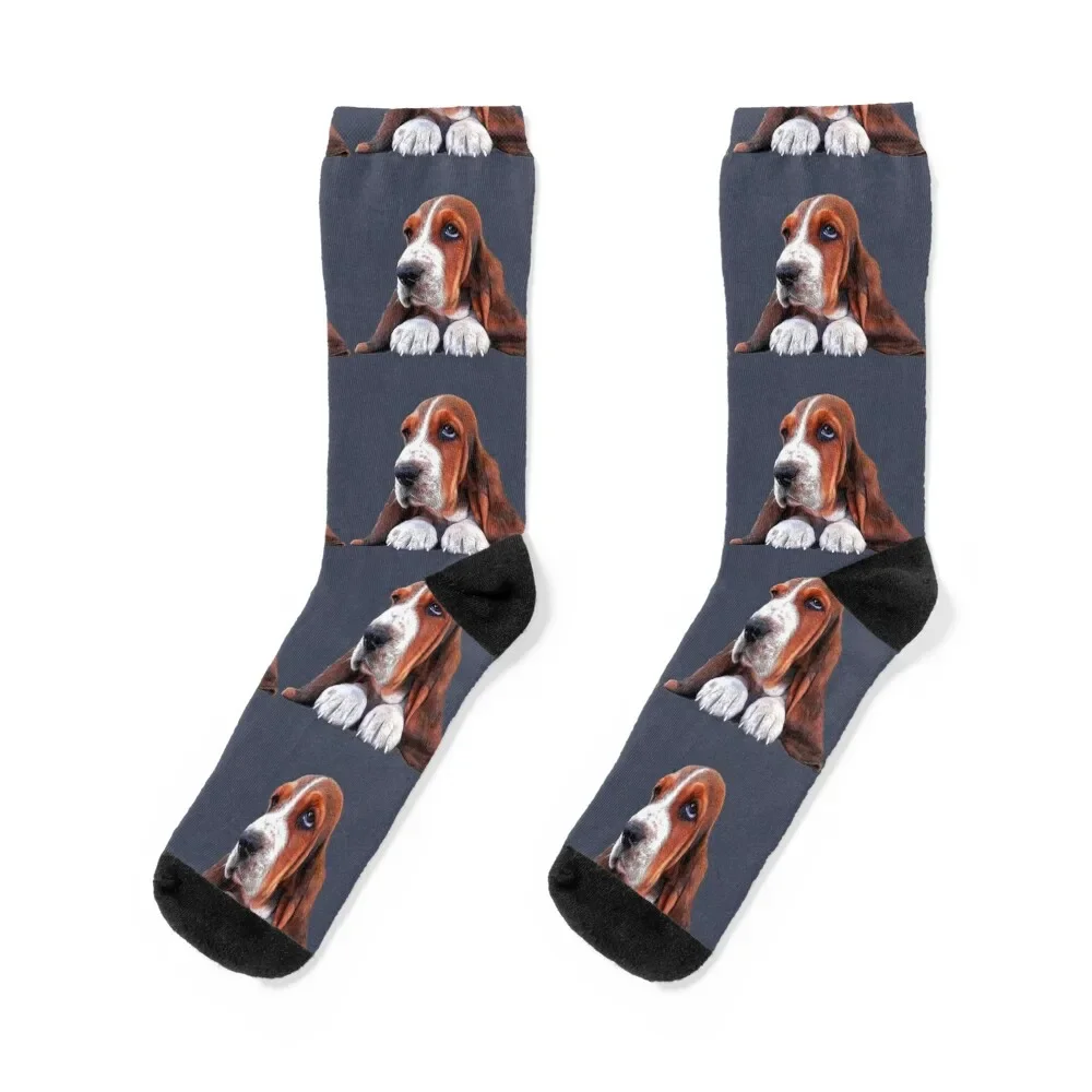 

Basset Hound Puppy Dog Socks shoes floral soccer anti-slip man Socks Woman Men's