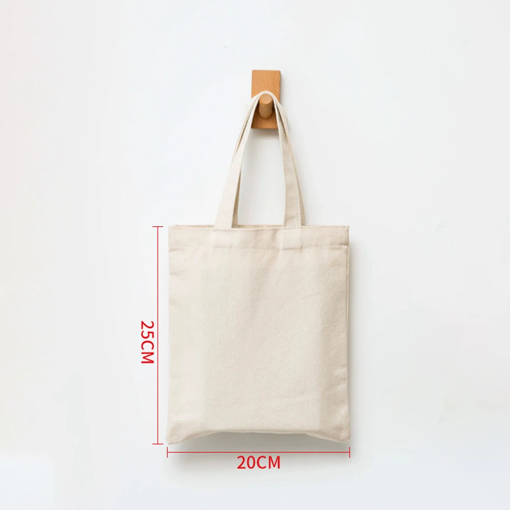 Women Handbags Creamy White Plain Folding Canvas Shoulder Tote Bags Reusable Cotton Grocery High Capacity Shopping Bag Handbags