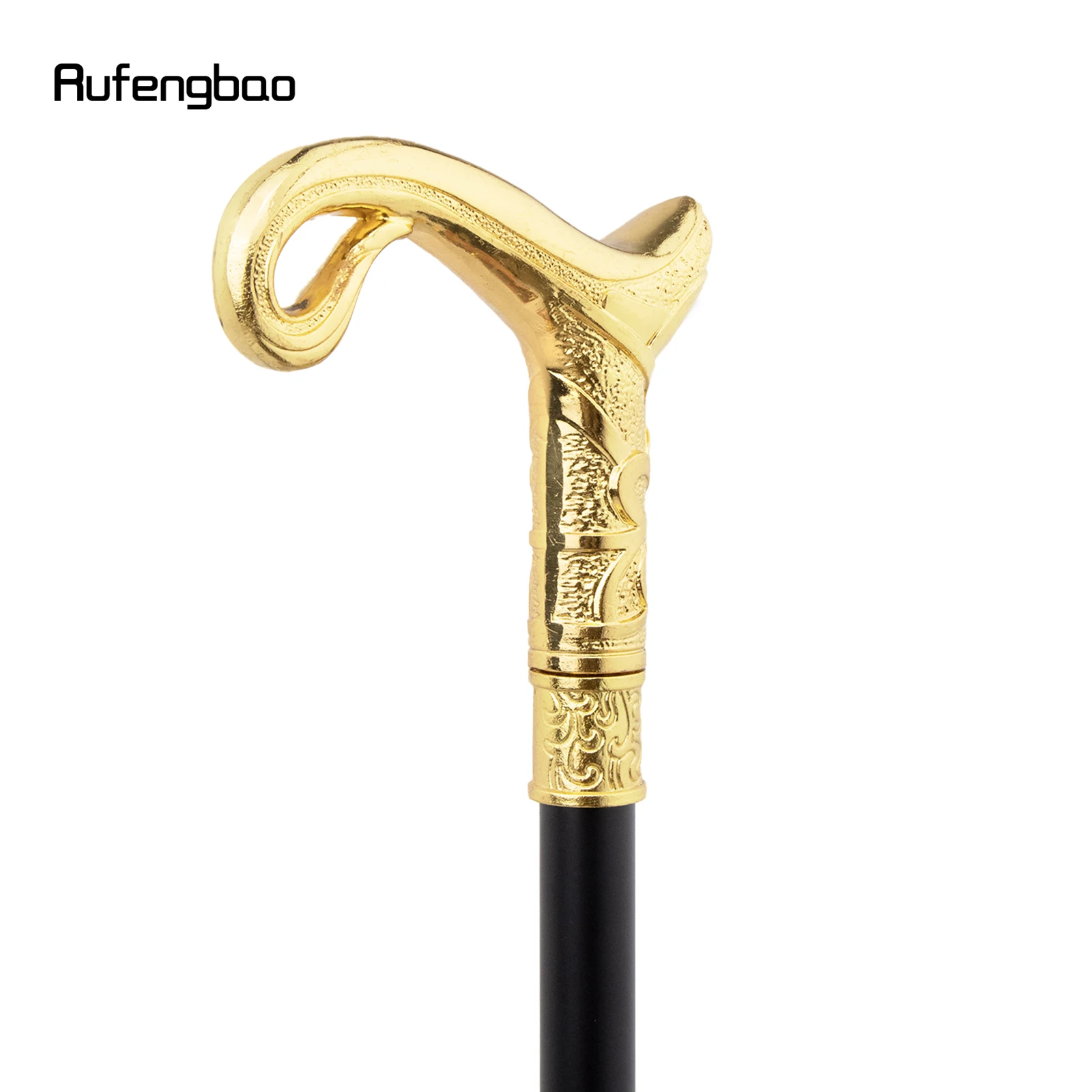 Golden Luxury Curve Line Type Walking Cane Fashion Decorative Walking Stick Gentleman Elegant Cosplay Cane Knob Crosier 93cm