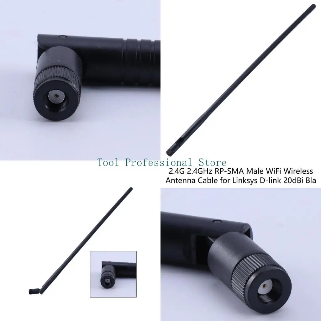 57QF WiFi 2.4GHz 20dbi Directional Antenna With RP-SMA Male Connector Black