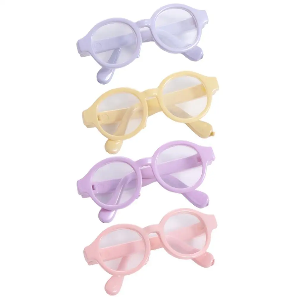 إكسسوار الدمية نظارات دمية معكرون شفافة بلون الحلوى دمية نظارات دائرية نظارات بلاستيكية مستديرة شفافة
