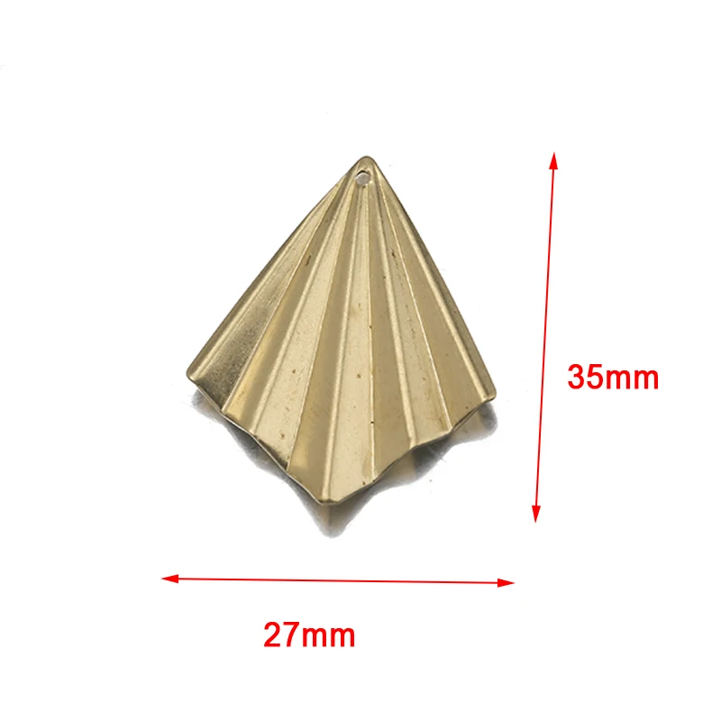 10Pcs/Lot Raw Brass Pleated Geometric Leaf Folded Pendants Charms For Diy Handmade Boho Drop Earrings Necklace Jewelry Making