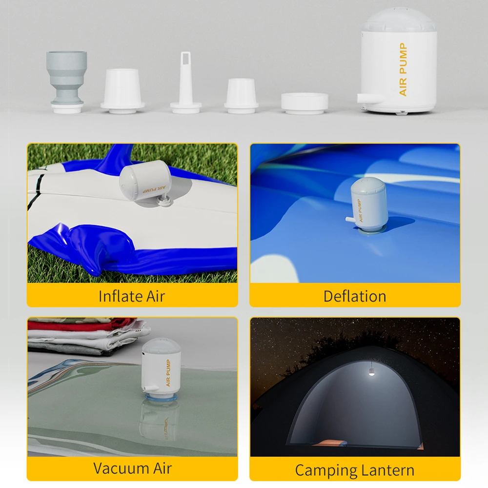 Quick Inflate Deflate For Camping Bed Illumination 3.5Kpa With LED Lantern Portable Tiny Pump For Outdoor Air Equip Compressor