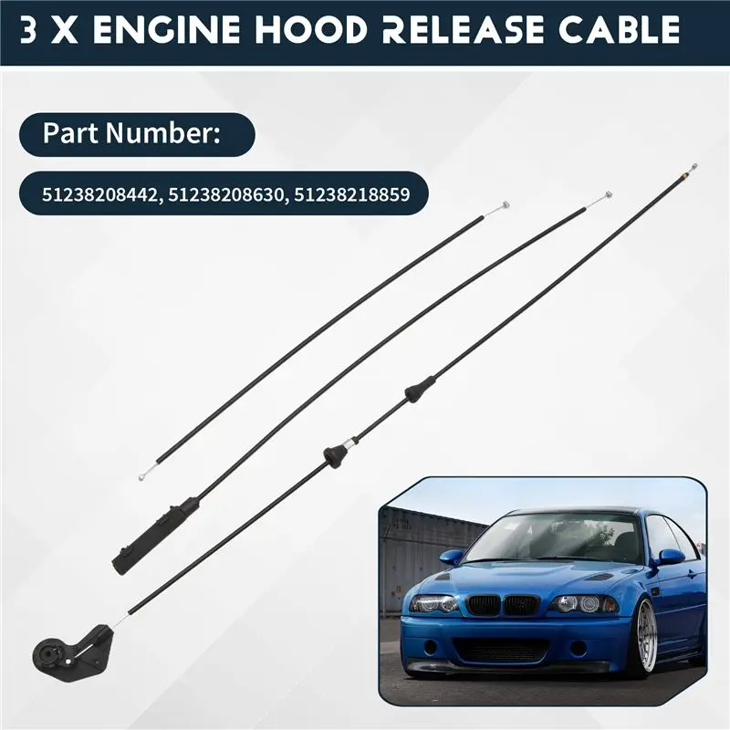 A10E-3PCS Engine Hood Release Bowden Cable For BMW E46 320I 323I 98-05 51238208442 view 6