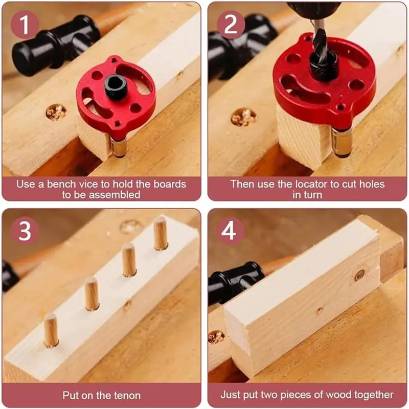 ABAH-Wood Panel Hole Puncher Cabinet Door Hinge Mounting Jig, Drill Guide For Straight Holes Dowel Locator