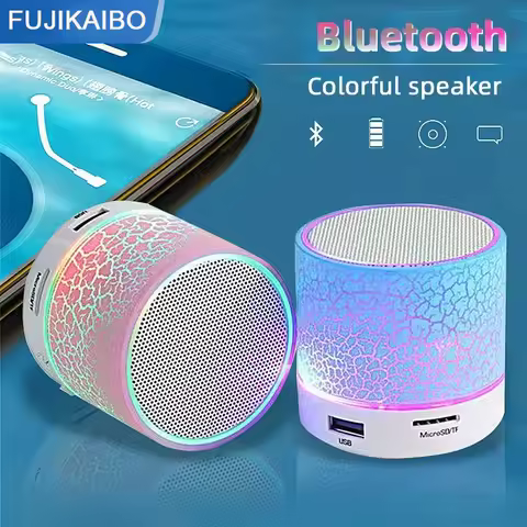 새로운 블루투스 미니 스피커 무선 스피커 다채로운 LED TF 카드 USB 서브 우퍼 휴대용 MP3 음악 사운드 열 PC 전화