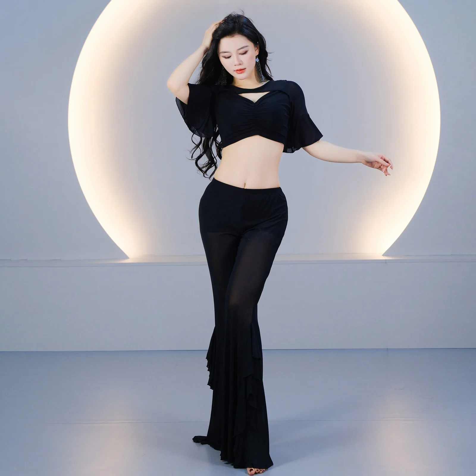 Belly Dance Costume Belly Dance Practice Clothes Top Pant Set Women Summer Belly Dance Lesson Wear