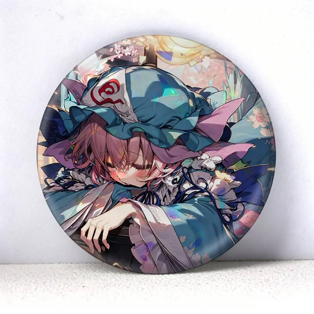 Yuyuko Saigyouji Touhou Project  75mm 44mm 25mm Brooch Backpack Hat Pins Accessories Toys Badge