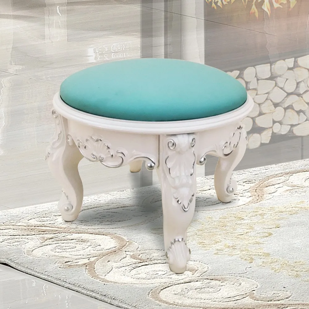 Petit tabouret de Style européen, rond, pour salon, Table basse, maison, créatif, mignon, change de chaussures, en bois massif, pour chambre à