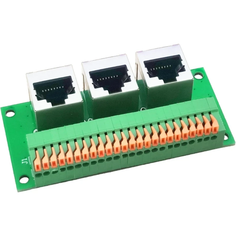 3Ways RJ45 Female Breakouts Board,Solderless RJ45 to 8Pin Quick Spring Terminals