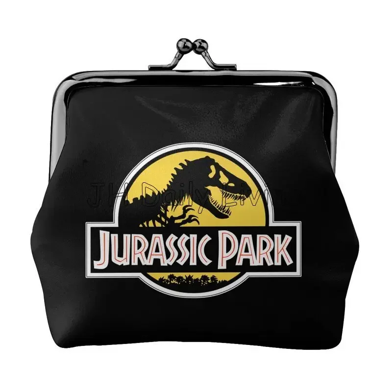 Jurassic Park Logo Print Leather Coin Purse Small Kiss-Lock Change Pouch Clasp Closure Buckle Wallet Gift for Women Girls Travel
