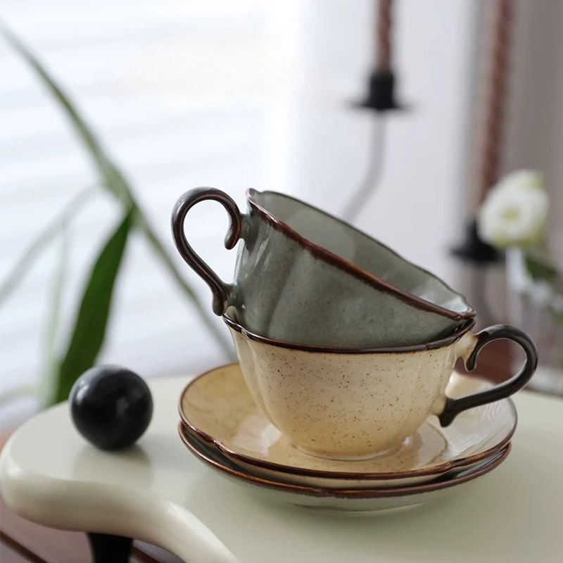 French Retro Coffee Cups and Plates,light Luxury and High-end Afternoon Tea,breakfast Cups and Plates,milk Cups,decorative Gifts