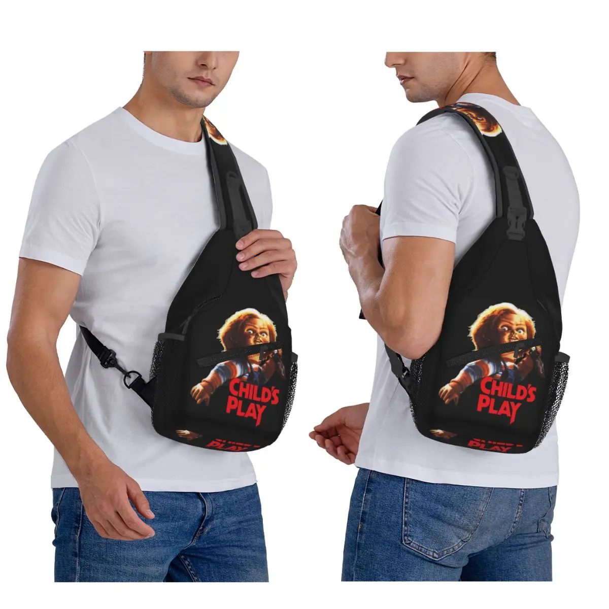 

Chucky See You In Hell Chest Bag Men Sling Crossbody Backpack Chest Bag Travel Hiking Daypack Shoulder Bag