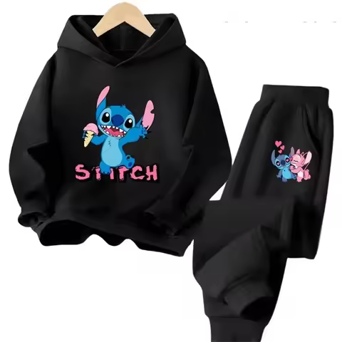 Stitch Hoodie Set Kids Long Sleeves Outfits 3-14 Years Children's Sets Baby Boys Casual Tracksuit Sonic Hoodie + Pants Sets