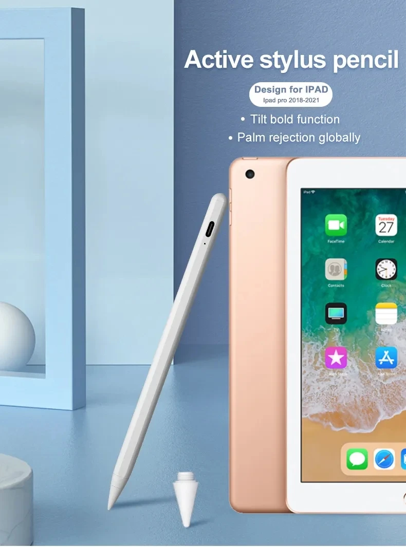 Rysik Palm Rejection & Tilt Magnetic do iPada 2018-2025 iPad Pen 9./8./7./6 Gen, Air 3/4, Mini 5/6, Pro11 12,9 cala 3./4./5