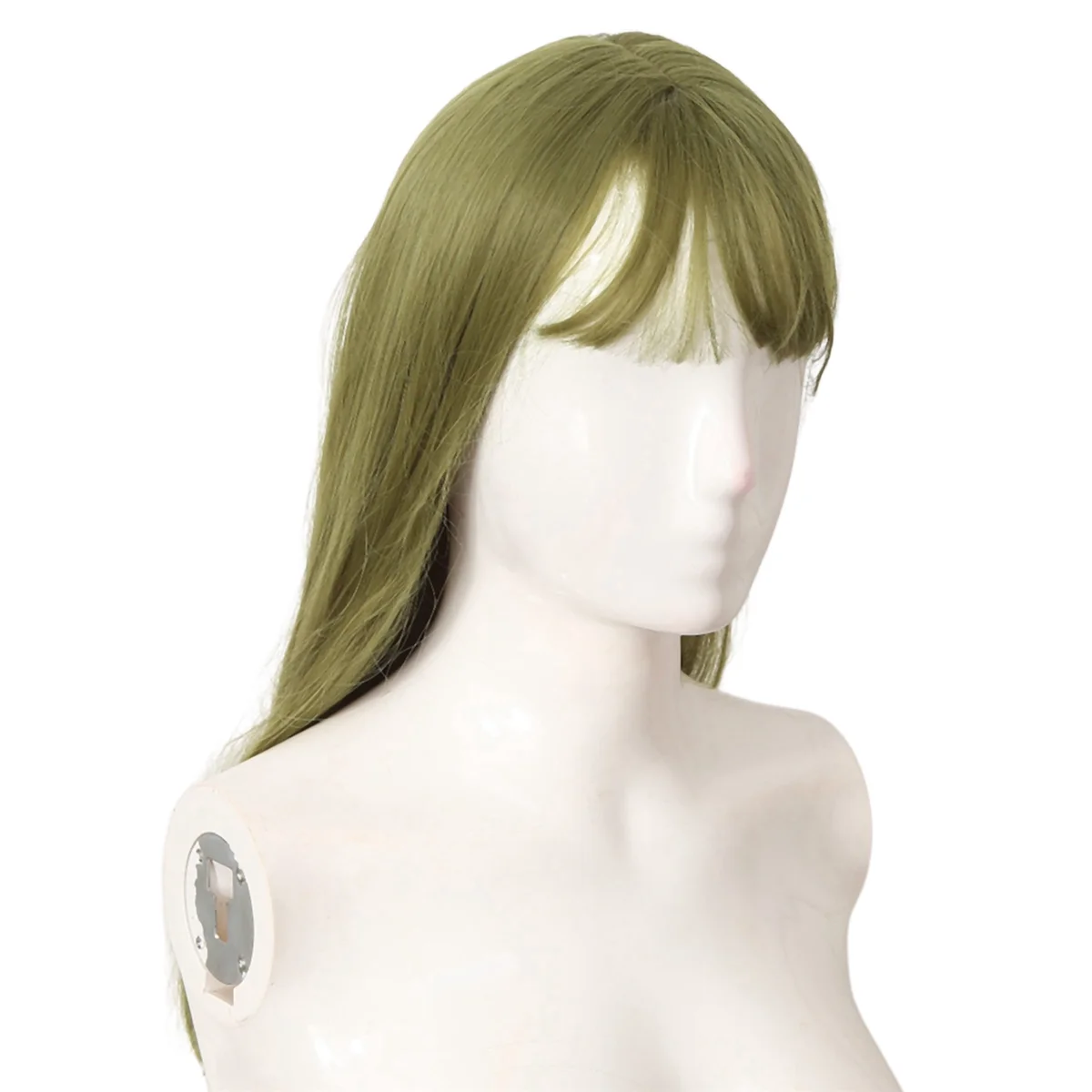 Peluca larga realista de pelo rizado largo ondulado grande con flequillo verde menta peluca sintética para Cosplay mascarada Navidad Halloween