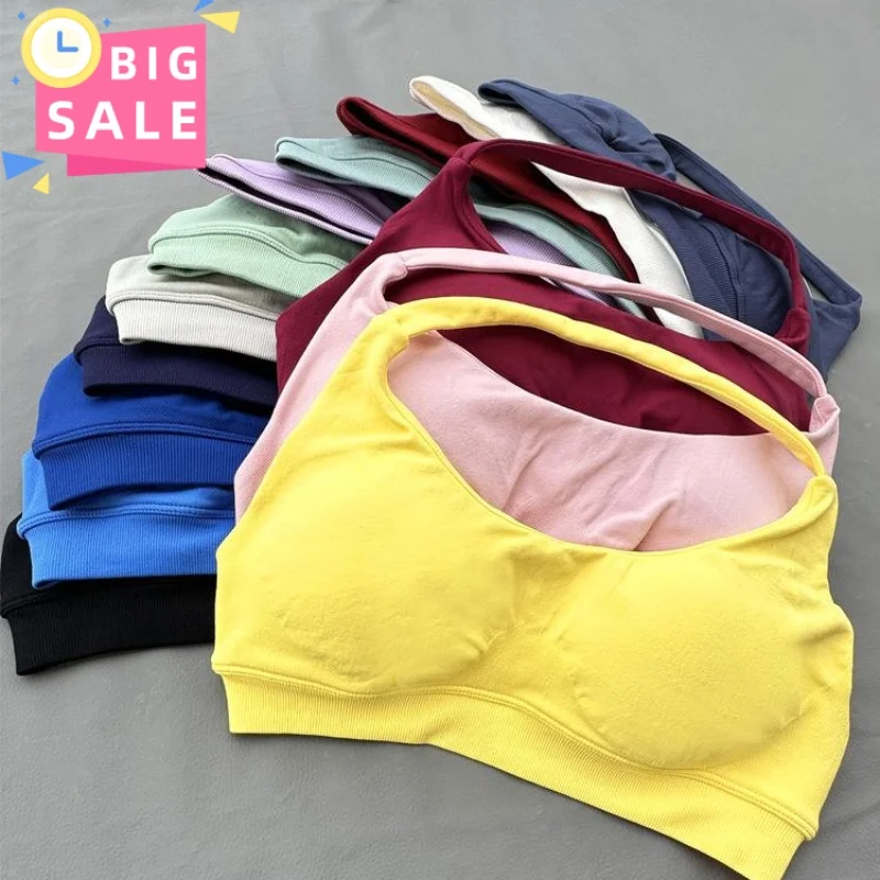 

Спортивный бюстгальтер с толстым вырезом 2025, женский бюстгальтер с вырезом, летний спортивный бюстгальтер с лямкой на шее для йоги, укороченный топ, спортивная одежда с подкладкой для бега