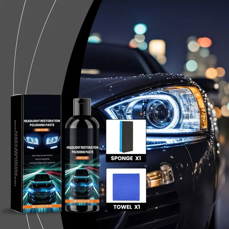 Car Headlight Restoration Polishing Kits Headlamp Scratch Remover Repair Cleaning Paste Remove Oxidation Headlight Polish Liquid