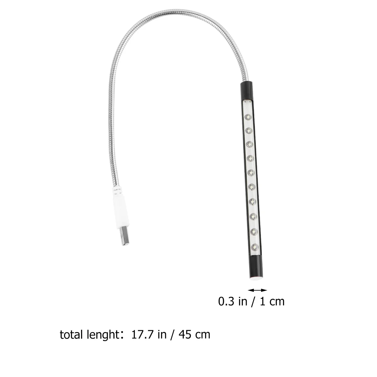 Lampada da notte alimentata tramite USB a 10 LED Lampada da scrivania a collo di cigno regolabile nera per PC portatile Luce USB a lunga durata