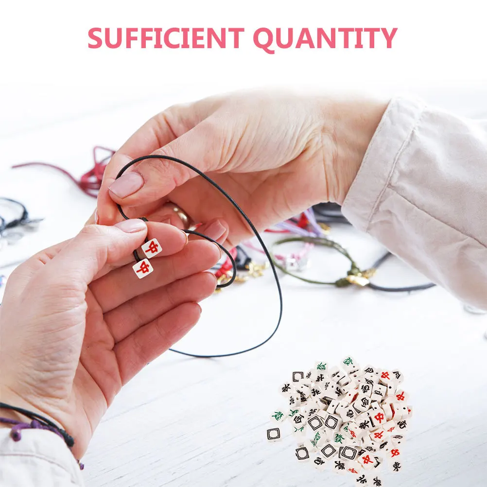 50개 마작 구슬 평평한 참신한 클레이 구슬 중국 타일 참 DIY 팔찌 만들기 우정 액세서리