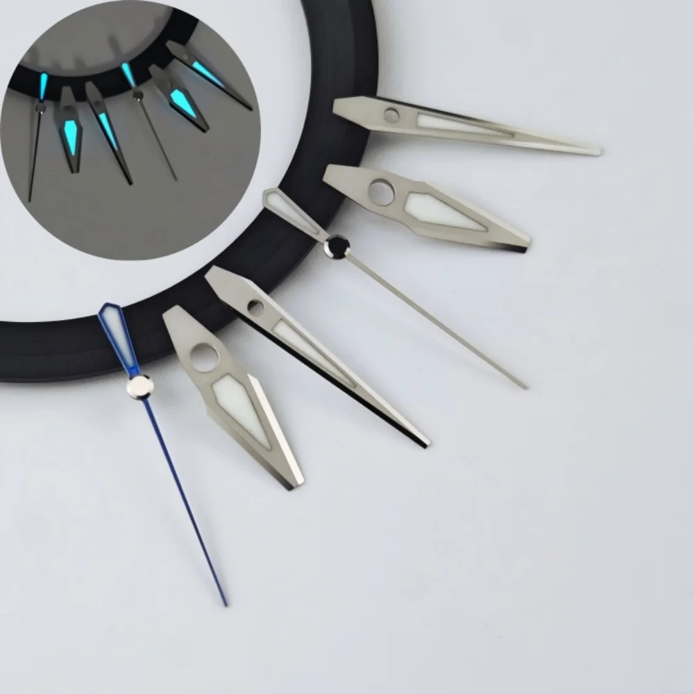 NH35 penunjuk jam tangan 5 sisi polesan dengan lapisan BGW9 bercahaya, modifikasi penunjuk GS untuk jam tangan mekanik NH36/NH34/NH38, aksesori jam tangan 12.5