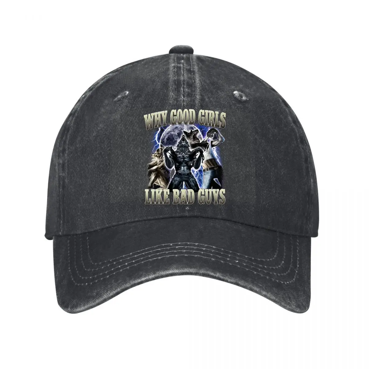 Why Good Girls Like Bad Guys Werewolf Pack Illustration Washed Baseball Cap Outdoor Hat