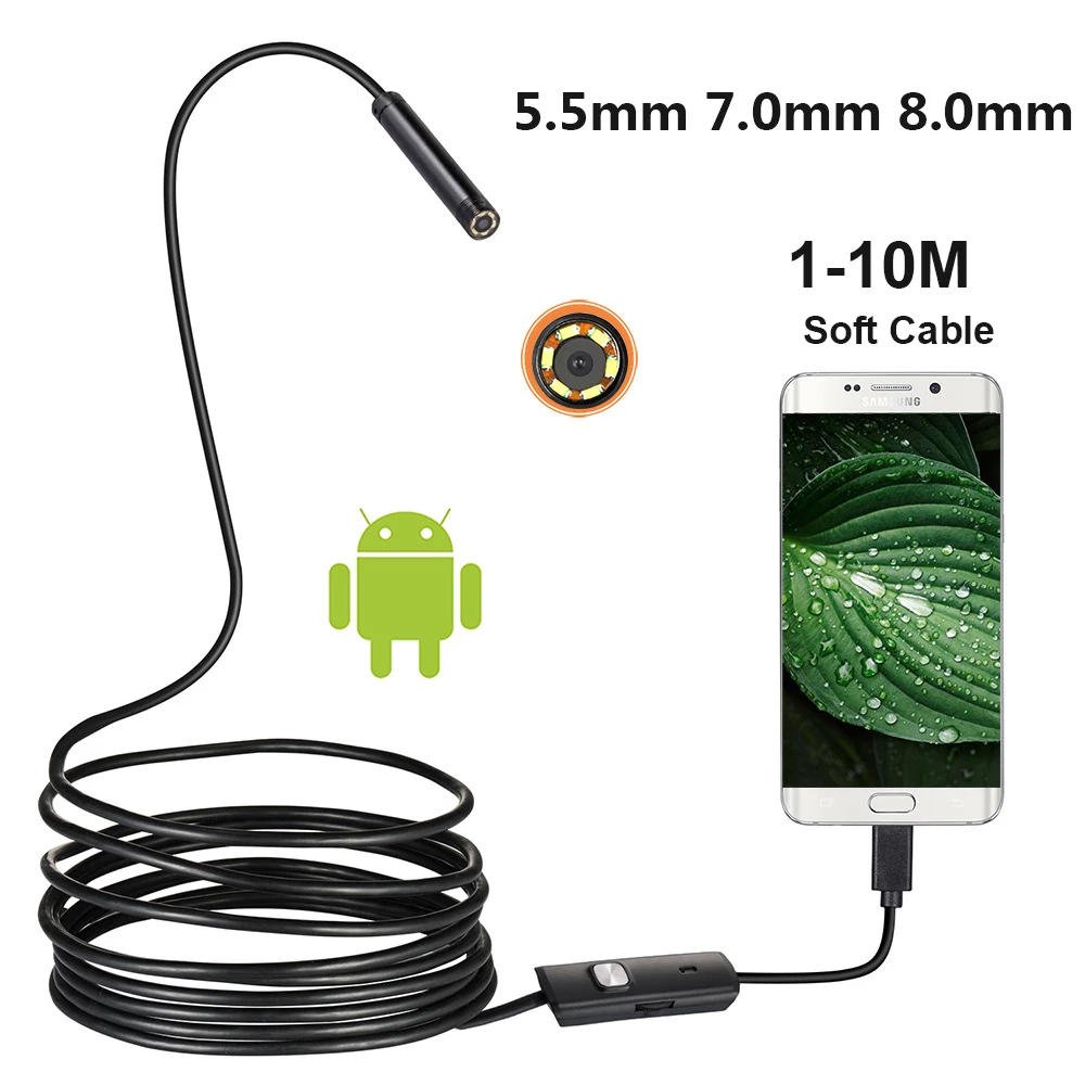 

New USB Inspection Camera Piping Endoscope Camera 8MM Lens Auto Repair HD Industrial Endoscope For Android Smartphone Windows