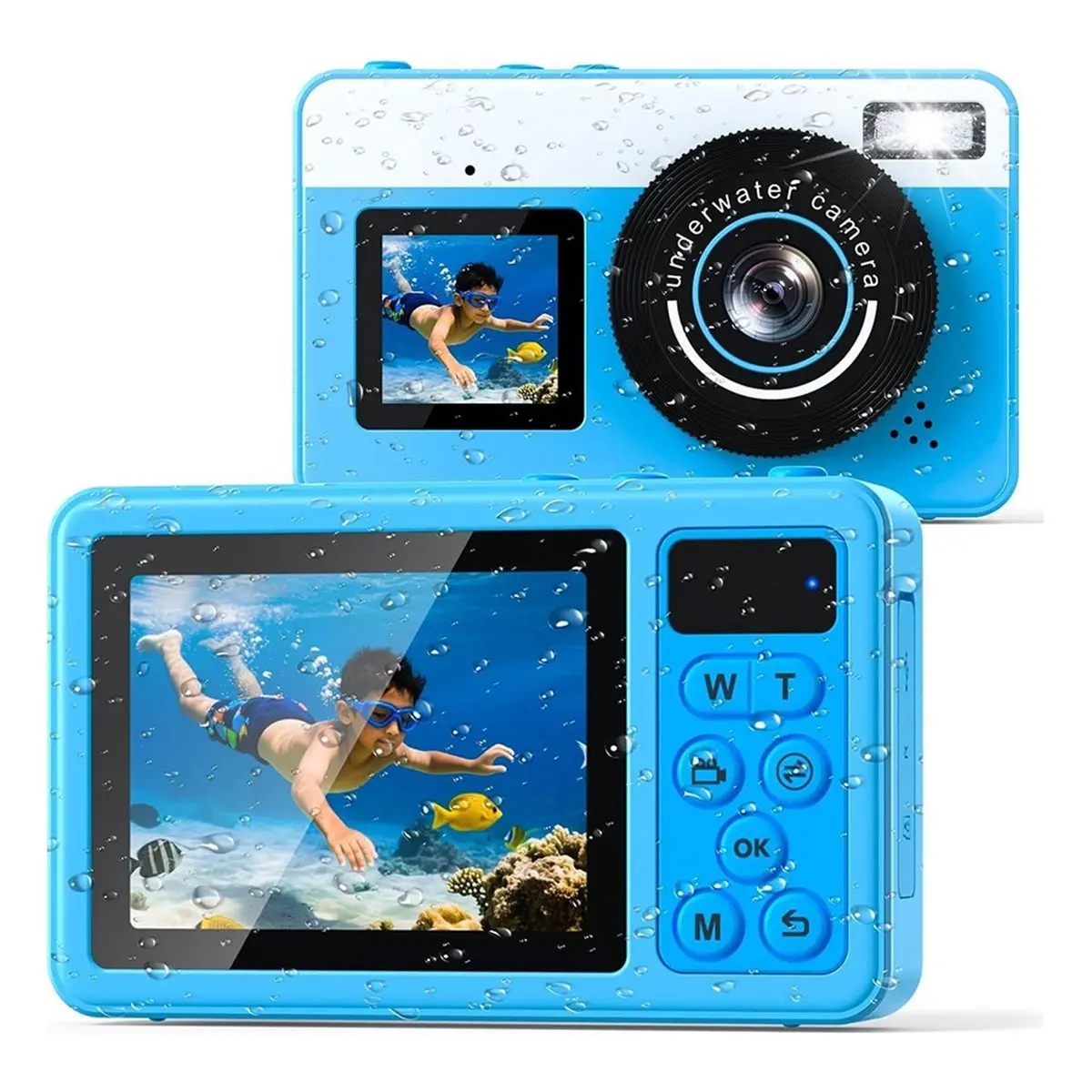 SWXF 2.7K Underwater Digital Camera,10ft Waterproof Autofocus Camera for Snorkeling,Surfing,Swimming and Kayaking