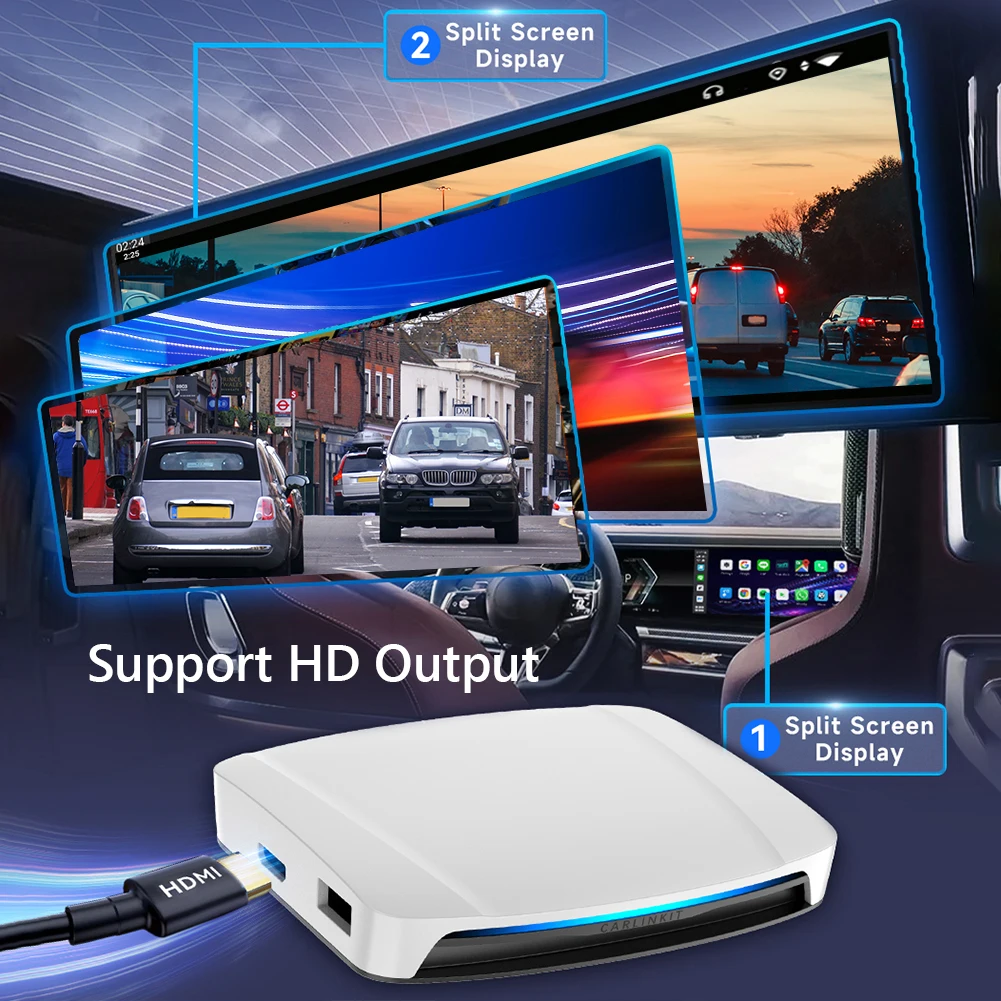 2024 Carlinkit Android 13 Auto AI Box Wireless CarPlay AI Box SDM660 Smart TV Streaming Box uscita UHD HD riproduci Video Online