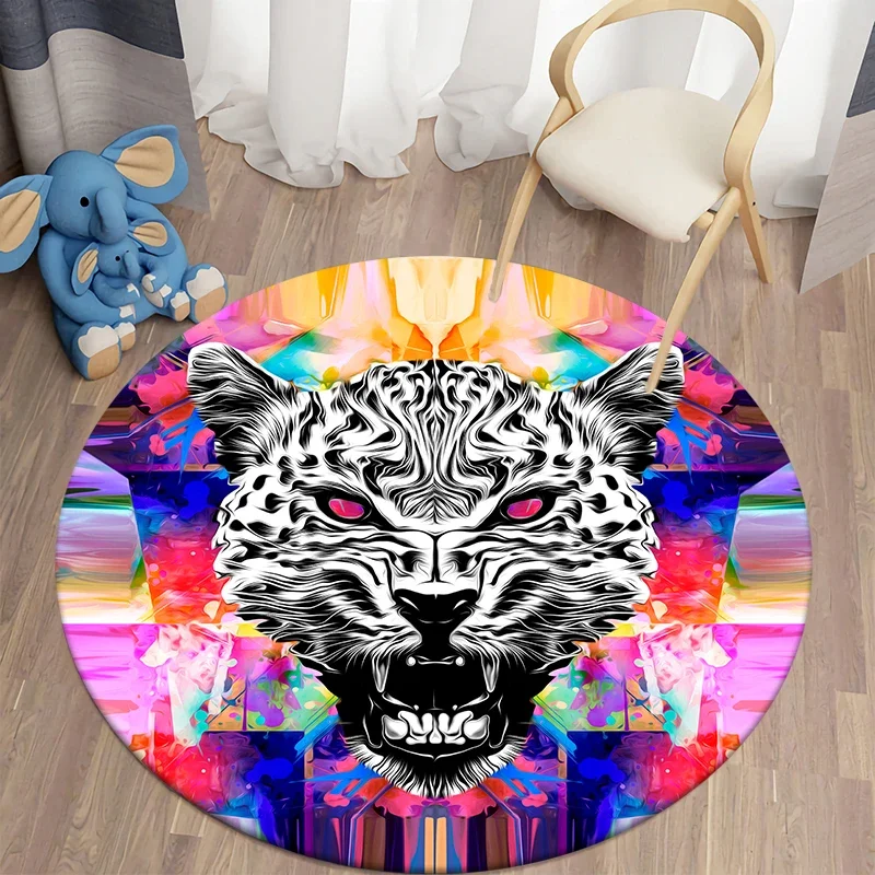 Colorful animal  printing pattern circular carpet family living room children's bedroom floor decoration