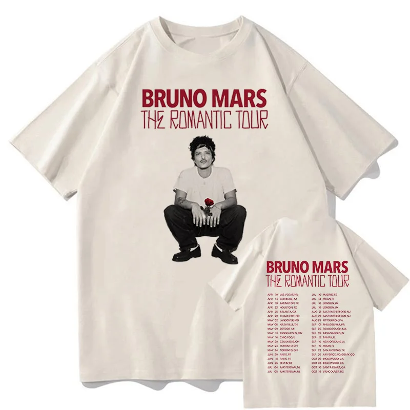 Bruno Mars The Romantic Tour 2026 T-shirt Short Sleeve Cotton Female I Just Might Tshirts Casual Loose Unisex T Shirts Tops Tees