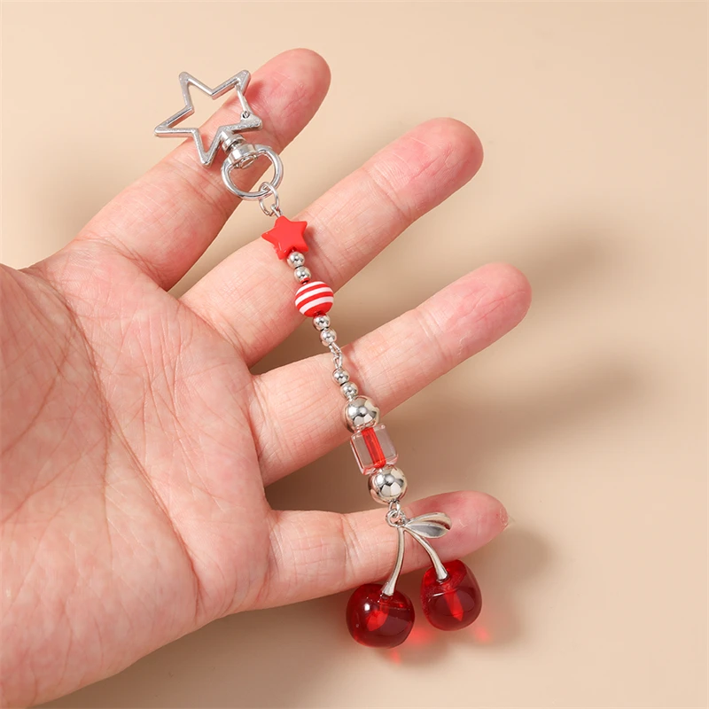 Niedliche Frucht-Kirsch-Schlüsselanhänger für Frauen und Männer, Autoschlüsselhalter, Handtaschenanhänger, Schlüsselringe, Accessoires, DIY-Schmuckgeschenke – Detail 2
