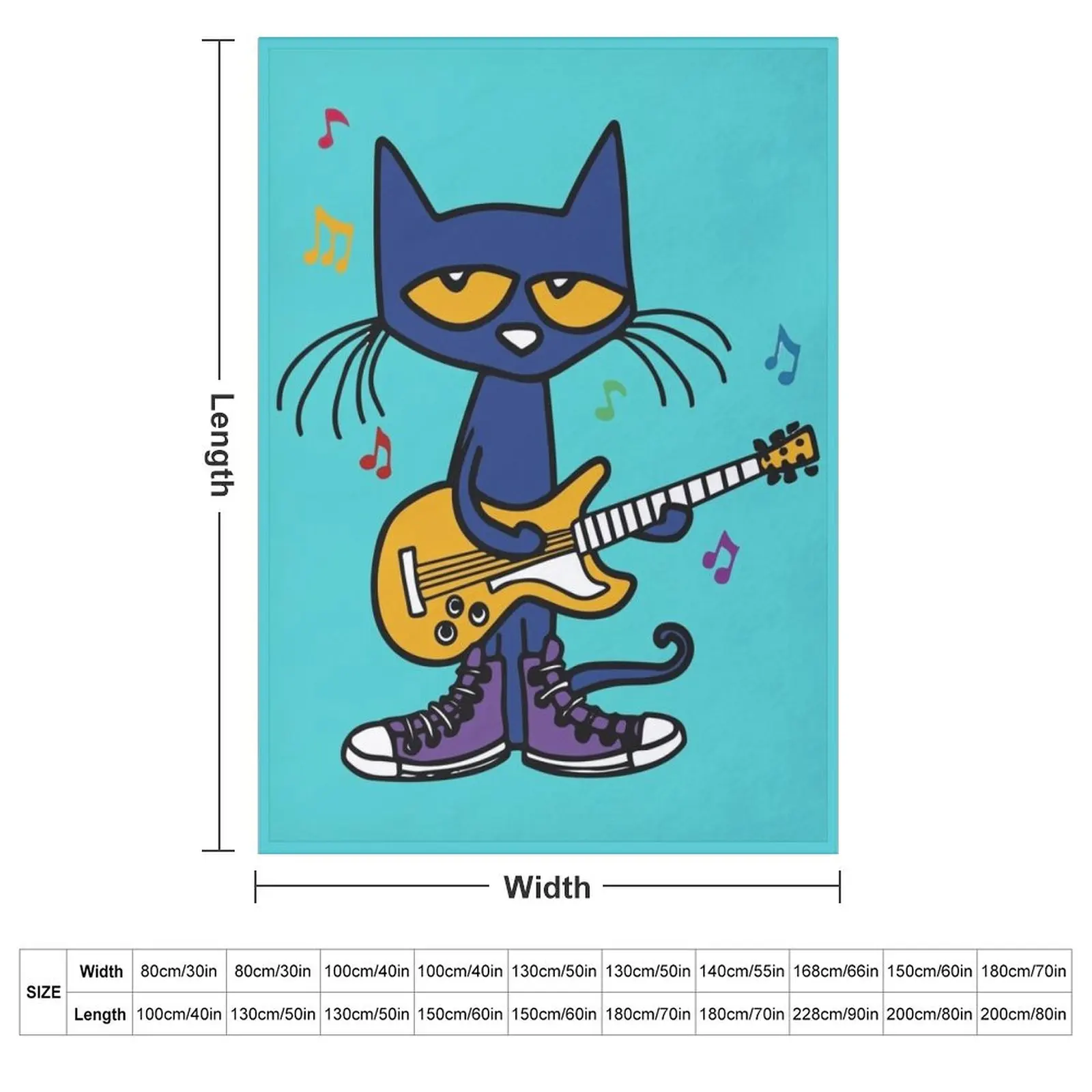 Pete the cat playing guitar Throw Blanket Retros Weighted Large Stuffeds Soft Plaid Warm Blankets