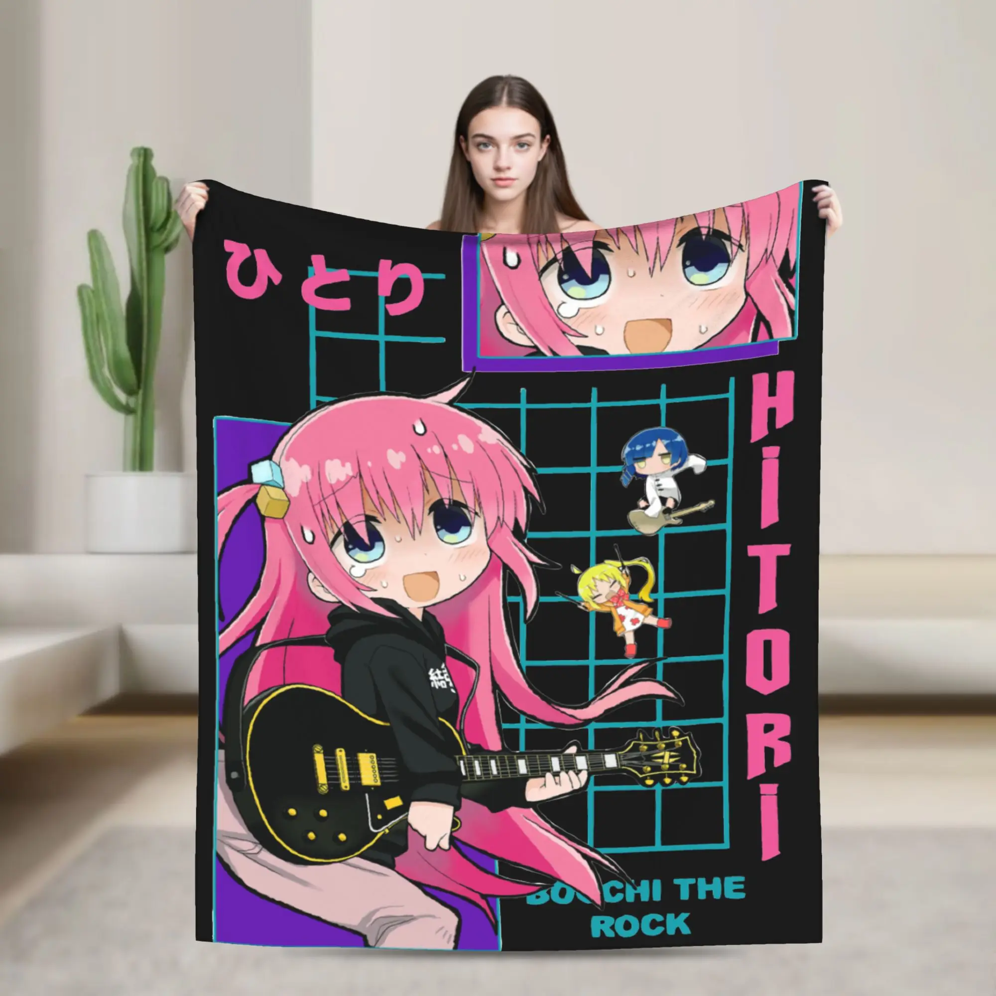 

Плед Bocchi The Rock Anime Hitori Gotou, фланелевое ультрамягкое одеяло для дома, дивана, кровати