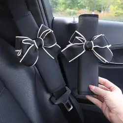 Bowknot Universal Car Safety Seat Belt Cover Pearl Flower Ice Silk Auto Shoulder Pad Styling Seatbelts Protective Car Accessory