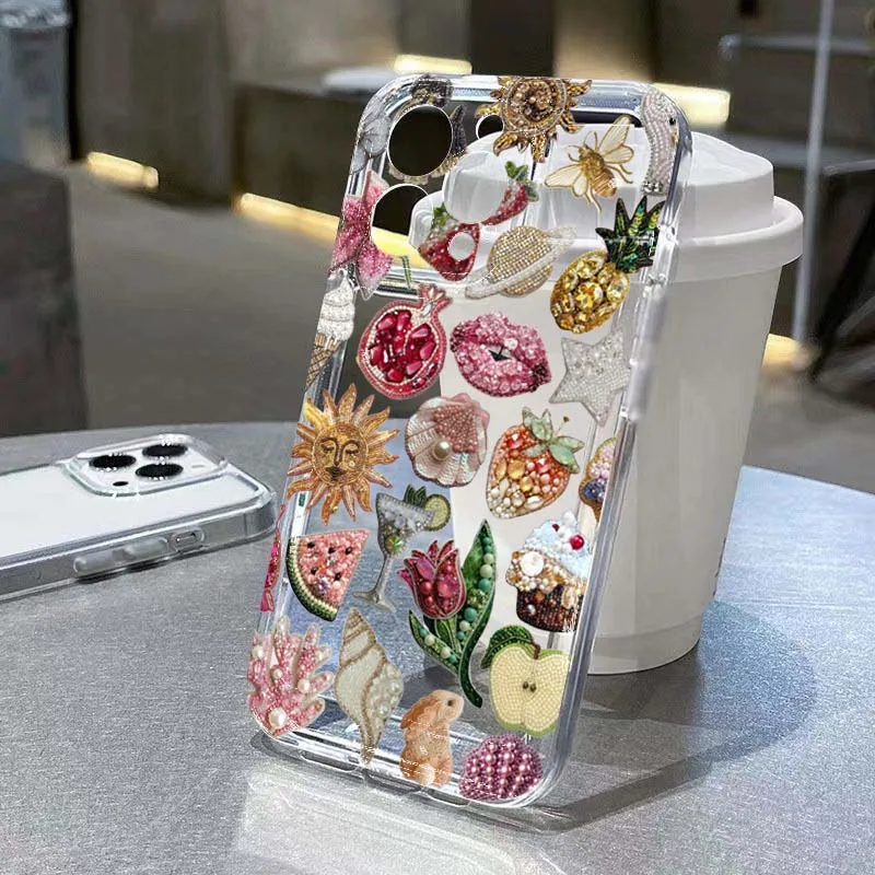 Air Bubble Beaded Pomegranate Lips Pattern Phone Case For iPhone 17 11 12  13 14 15 16 Pro Max XS X 7 8 Plus 16e Clear Soft Cover - AliExpress  202192403