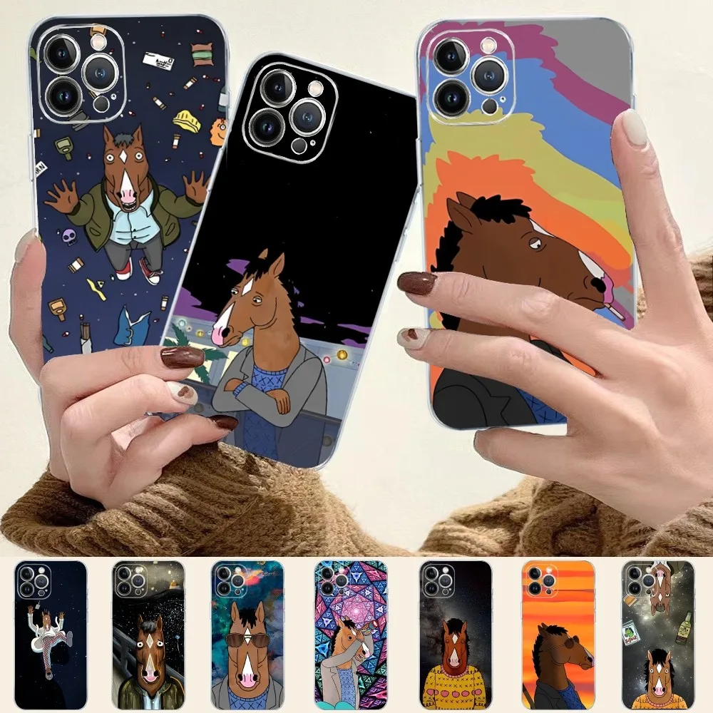 Cartoon B-boJacks H-Horse-mans Phone Case For iPhone 14 13 12 Mini 11 Pro XS Max X XR SE 6 7 8 Plus Soft Silicone Cover