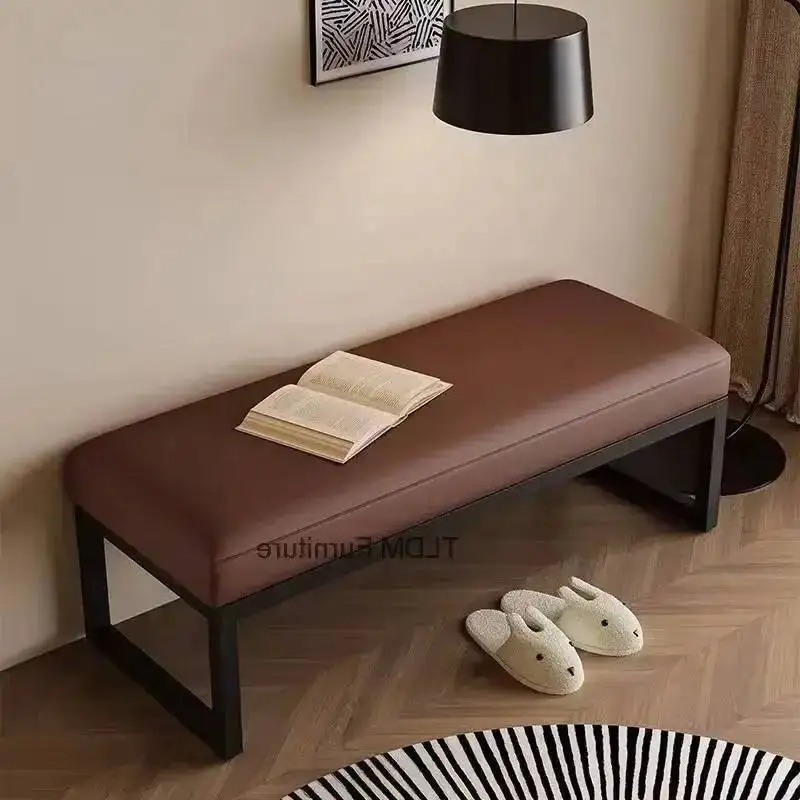 for Multifunctional Shoe Changing Stool for Hotel Thickened Soft Bag High-end Leather Ottomans Modern Luxury PU Stools Bedroom