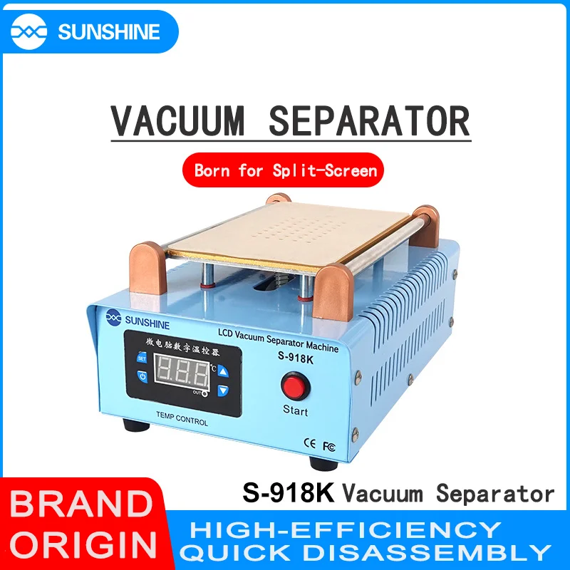 S-918K 8.5 pouces, séparateur sous vide pour téléphone portable, plaque plate chauffante, réparation d'écran cassé, pompe intégrée sous vide, haute puissance d'aspiration