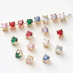 10PCS Dainty Micro Zircon Pendant Small Charms for Jewelry Making Bracelet Septal Bead Findings DIY Brass 14k Gold Plated 4mm