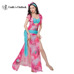 Belly Dance Costumes Woman Practice Clothes 4 Piece Oriental Lesson Wear Sexy Arabic Robe Khaleegy Baladi Shaabi Dresses Print