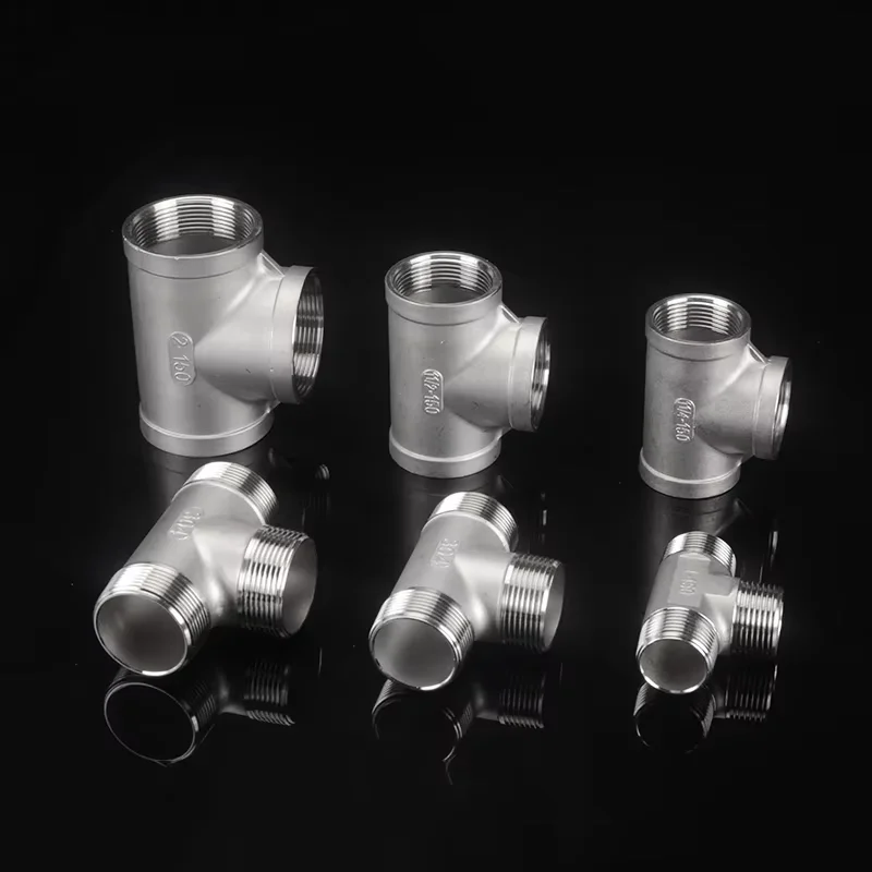 Equal T-shape 3way 1/8＂1/4＂3/8＂1/2＂3/4＂1＂ 1.2＂1.5＂2＂2.5＂3＂4＂Male/Female Thread Connector Pipe Fitting Adapter 304 SUS Tee Joint