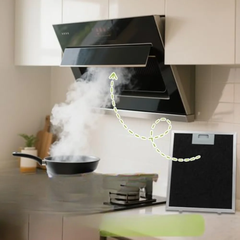 Cuttable Activated Carbon Filter for Range Hoods Measures 57 cm by 47 cm Compatible with Most Kitchen for exhaust Systems